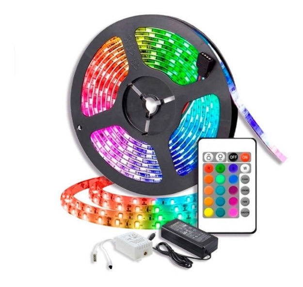 Imagen de Cinta Led Rgb 5050 5m Int/ Exterior C/remoto Y Transformador