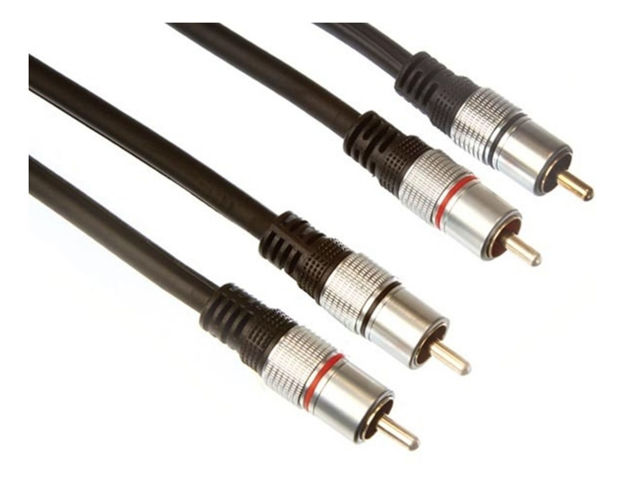 Imagen de Cable 2 Rca A 2 Rca 3 Metros Profesional Conector Metalico