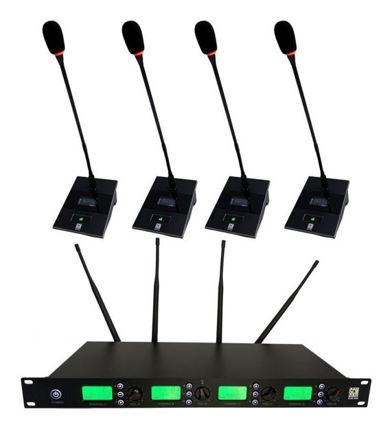 Imagen de Microfono De Conferencia Inalambricos Base Con X 4 Mic