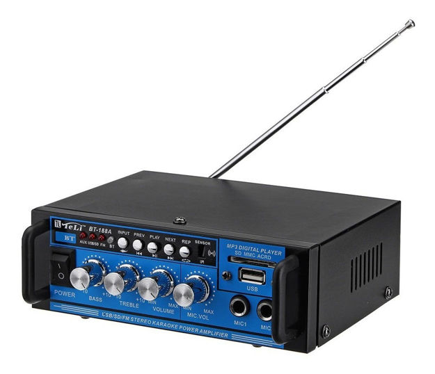 Imagen de Amplificador De Sonido/bluetooth Fm Radio/control /220v-12v - Azul
