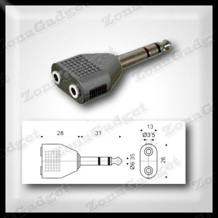 Imagen de Adaptador Doble Jack Spica Stereo A Plug 1/4 Stereo