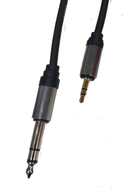 ADAPTADOR JACK STEREO 3.5mm a PLUG STEREO 1/4, metal dorado