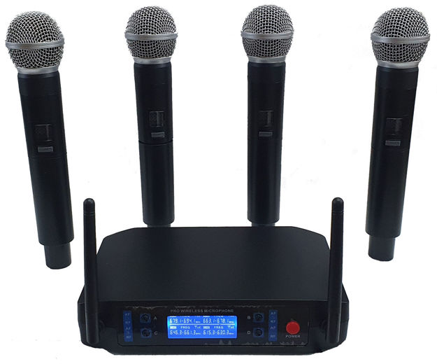 Imagen de Sistema De 4 Micrófonos Inalambricos Uhf Profesional