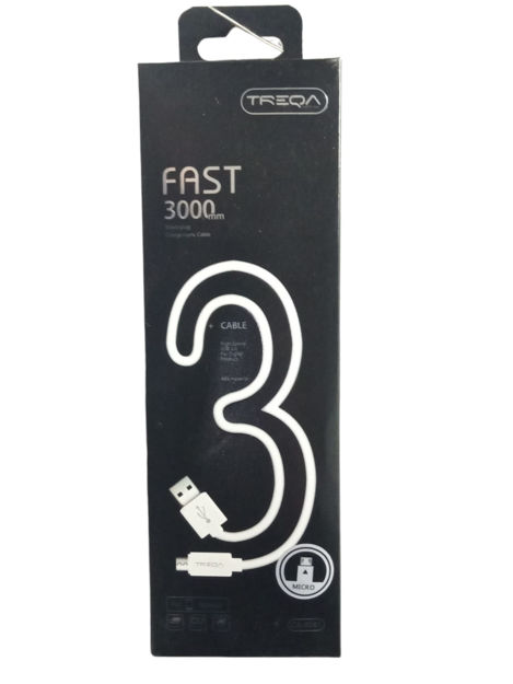 Imagen de CABLE CARGA RAPIDA USB A MICRO USB ANDROID 3M TREQA