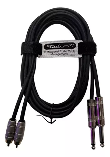 Imagen de Cable Profesional 2 Rca A 2 Plug Metalicos 3 Metros