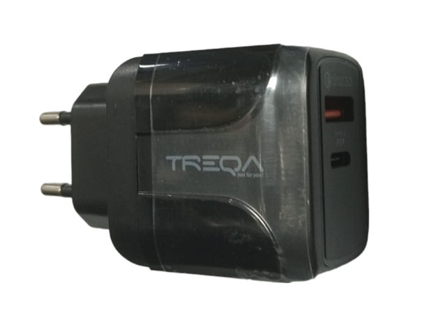 Imagen de CARGADOR USB Y USB C TREQA NEGRO