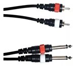 Imagen de CABLE 2 RCA A 2 PLUG 1/4 ESTEREO REFORZADO 6 METROS
