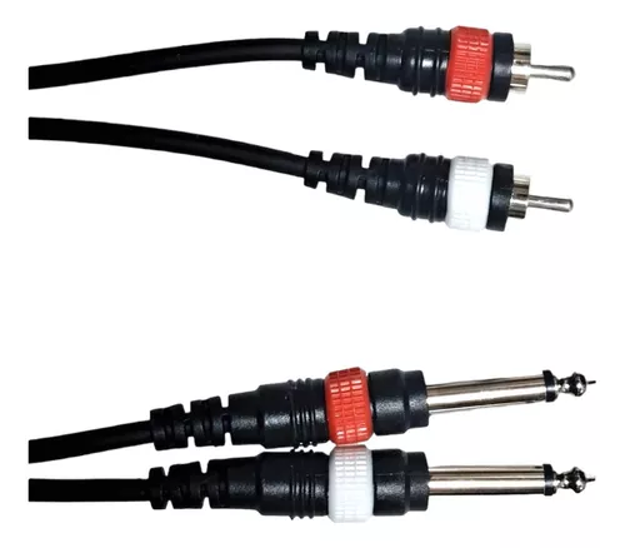 Imagen de CABLE 2 RCA A 2 PLUG 1/4 ESTEREO REFORZADO 6 METROS