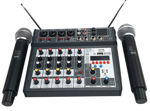 Imagen de CONSOLA MIXER AUDIO 6 CANALES + 2 MICROFONOS INALAMBRICOS