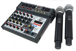 Imagen de CONSOLA MIXER AUDIO 6 CANALES + 2 MICROFONOS INALAMBRICOS