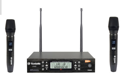 Imagen de MICROFONO INALAMBRICO FREC.VARIABLE UHF PROFES. BASE X2 MANO