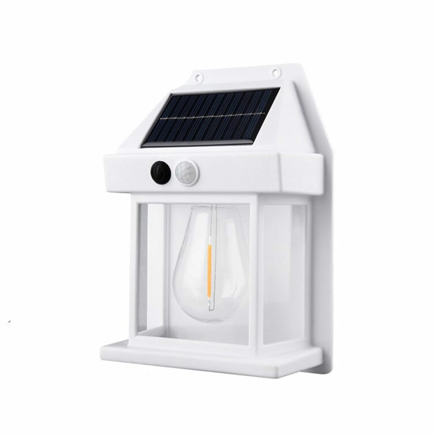 Imagen de LAMPARA FAROL LED DE PARED CARGA SOLAR BLANCO