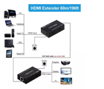 Imagen de EXTENSOR ADAPTADOR CONVERSOR HDMI A RED LAN ETHERNET 60 MTS