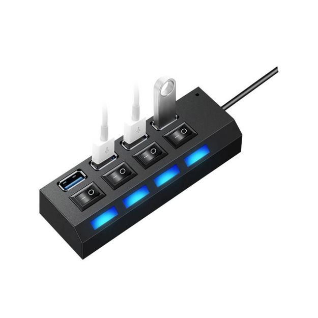 Imagen de HUB USB TREQA 4 PUERTOS CON SWITCH