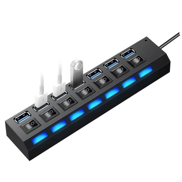 Imagen de HUB USB TREQA 7 PUERTOS CON SWITCH
