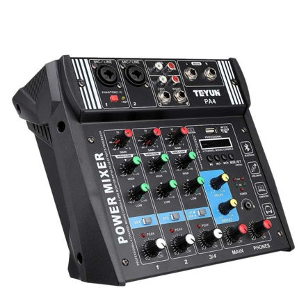 Imagen de Consola Mixer 4 Canales Potenciada Interfaz Usb/bt/phantom