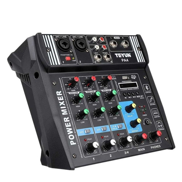 Imagen de Consola Mixer 4 Canales Potenciada Interfaz Usb/bt/phantom