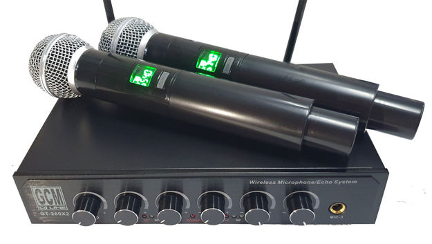 Imagen de Kit 2 Microfonos inalam. con control de tonos y eco GT-260x2