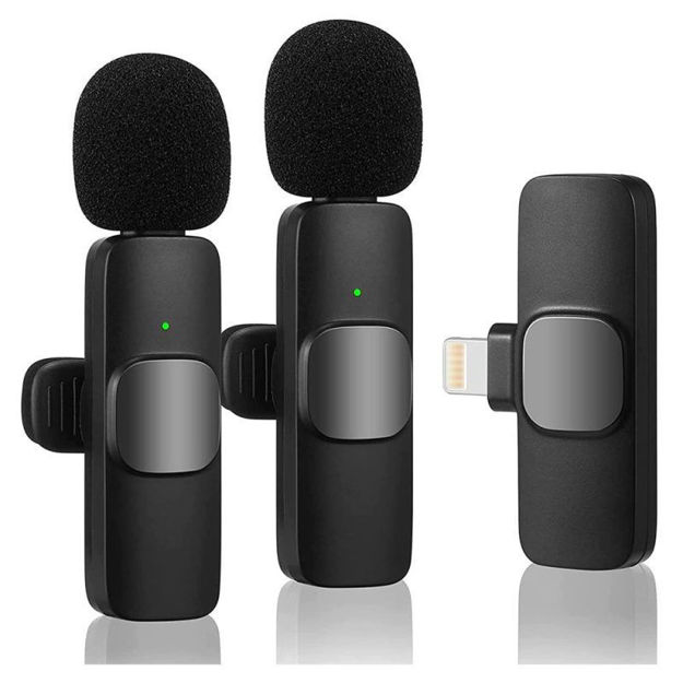Imagen de MICROFONO SOLAPERO DOBLE INALAMBRICO PARA IOS IPHONE