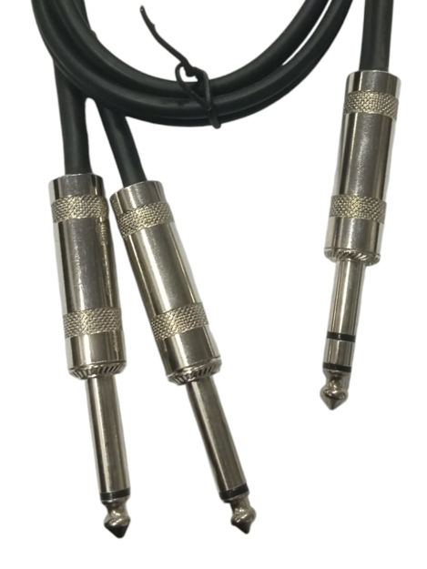 Imagen de CABLE PLUG 1/4 STEREO A 2 PLUG 1/4 MONO 1 METRO