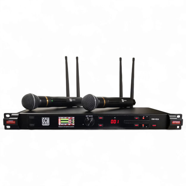 Imagen de KIT SISTEMA DE 2 MICRÓFONOS INALÁMBRICOS UHF GCM PRO LINE