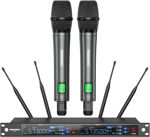 Imagen de MICROFONO INALAMBRICO BASE X2 PROFESIONAL UHF VARIABLE 4 ANTENAS
