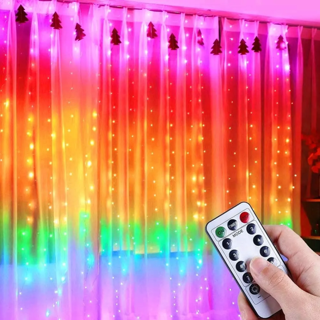 Imagen de CORTINA DE LUCES ARCOIRIS 300 LED 3X3
