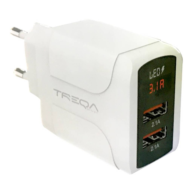 Imagen de CARGADOR TREQA  2 PUERTOS USB 3.1A