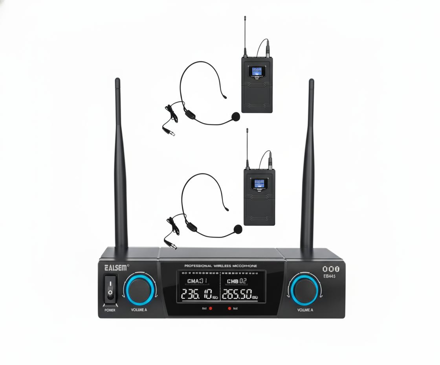 Imagen de MICROFONO DOBLE VINCHA UHF C/SELEC FREC