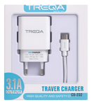 Imagen de CARGADOR TREQA USB 3.1A CON CABLE TIPO C
