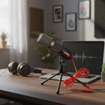 Imagen de Micrófono Condensador Podcast Con Tripode Para Pc Notebook E