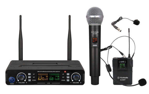 Imagen de MICROFONO DOBLE MANO VINCHA UHF ES888HT