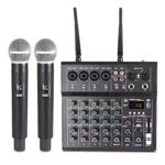 Imagen de CONSOLA MIXER AUDIO 6 CANALES + 2 MICROFONOS INALAMBRICOS
