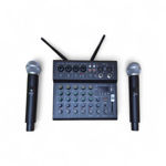 Imagen de CONSOLA MIXER AUDIO 6 CANALES + 2 MICROFONOS INALAMBRICOS