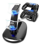 Imagen de Base Doble Dock Cargador Joystick Para Playstation Ps4 Led