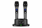 Imagen de MICROFONO INALAMBRICO X 2 CON BASE RECARGABLE UHF FREC VARIABLE