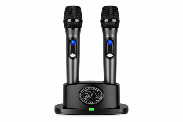 Imagen de MICROFONO INALAMBRICO X 2 CON BASE RECARGABLE UHF FREC VARIABLE