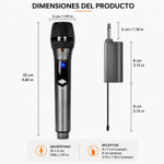 Imagen de MICROFONO INALAMBRICO X 2 CON BASE RECARGABLE UHF FREC VARIABLE